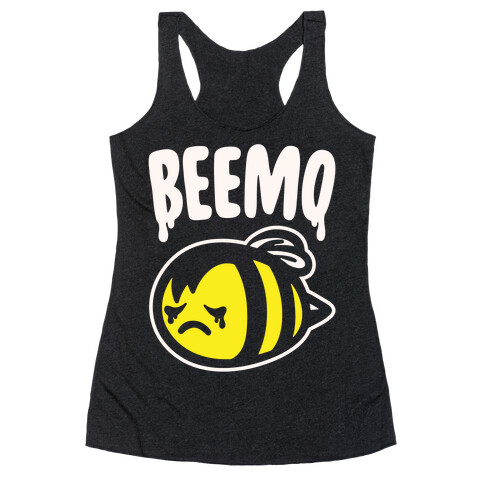 Beemo Emo Bee Parody White Print Racerback Tank Top