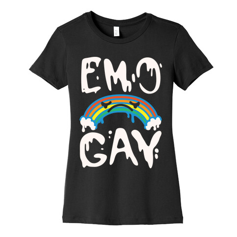 Emo Gay White Print Womens T-Shirt