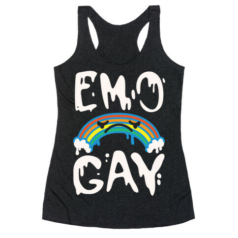 Emo Gay White Print Racerback Tank Top