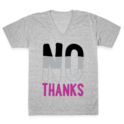 No Thanks Asexual Pride V-Neck Tee Shirt