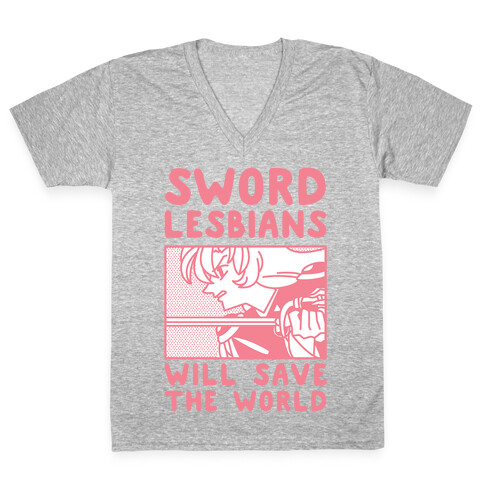 Sword Lesbians Will Save the World Utena V-Neck Tee Shirt