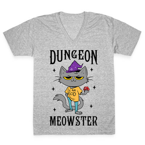 Dungeon Meowster V-Neck Tee Shirt
