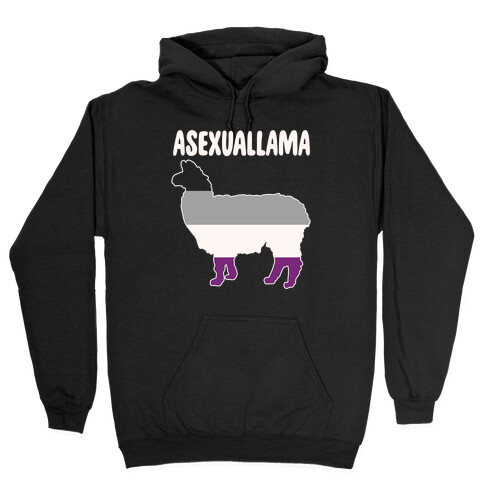 Asexuallama Parody White Print Hooded Sweatshirt