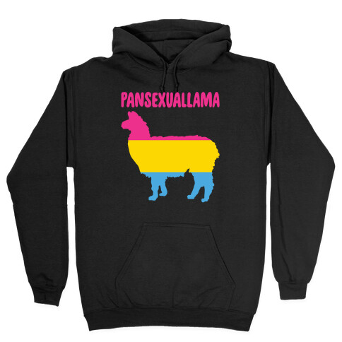 Pansexuallama Parody White Print Hooded Sweatshirt