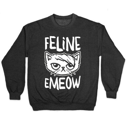 Feline Emeow White Print Pullover