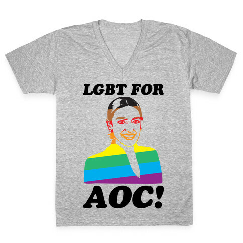LGBT For AOC  V-Neck Tee Shirt