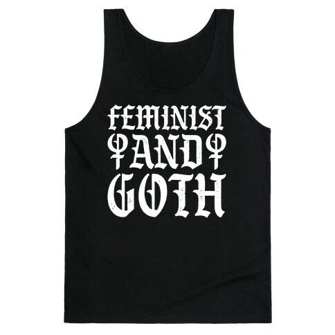 Feminist And Goth White Print Tank Top