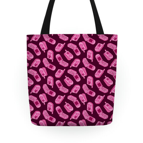 Pink Flip Phone Pattern Tote