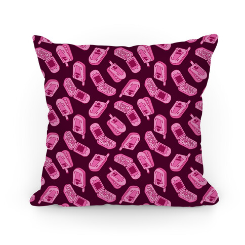 Pink Flip Phone Pattern Pillow