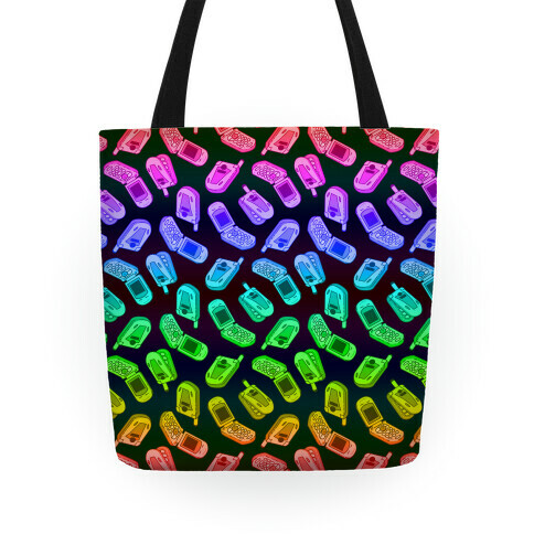 Rainbow Flip Phone Pattern Tote