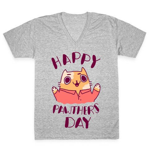 Happy Pawther's Day V-Neck Tee Shirt