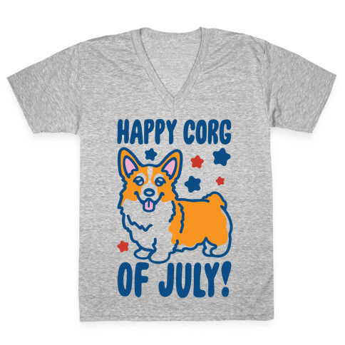 Happy Corg Of July Parody V-Neck Tee Shirt