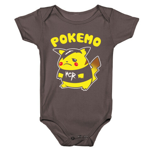 Pokemo Parody White Print Baby One-Piece