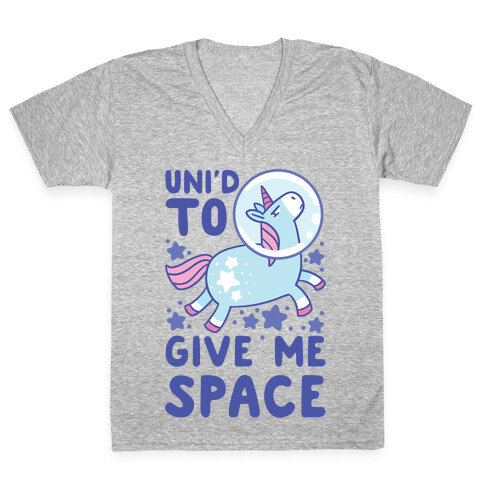 Uni'd to Give Me Space - Unicorn V-Neck Tee Shirt