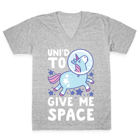 Uni'd to Give Me Space - Unicorn V-Neck Tee Shirt
