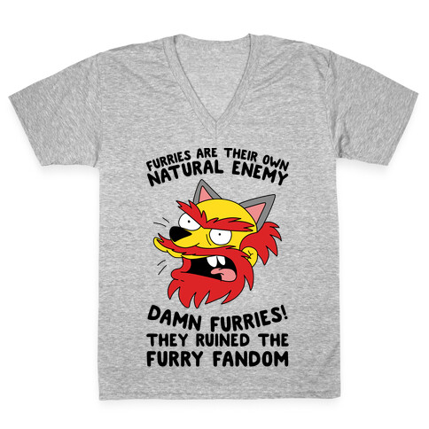 Furries Are Their Own Natural Enemy V-Neck Tee Shirt