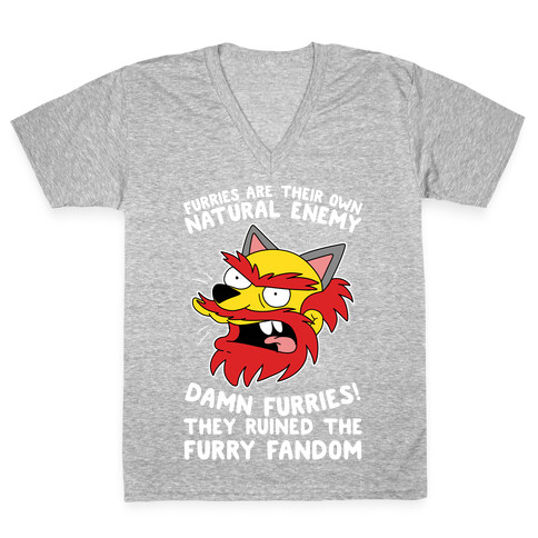 Furries Are Their Own Natural Enemy V-Neck Tee Shirt