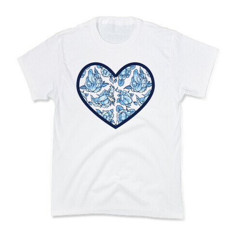 Floral Penis Pattern Heart Kids T-Shirt