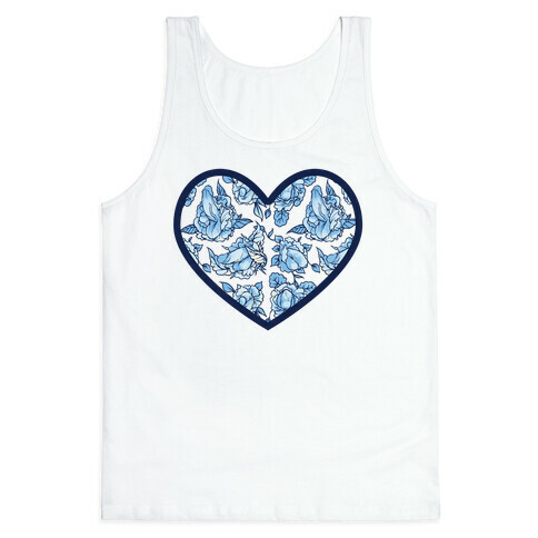 Floral Penis Pattern Heart Tank Top