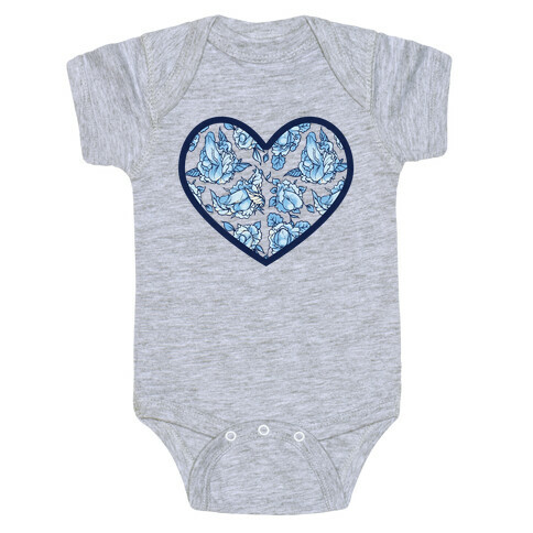 Floral Penis Pattern Heart Baby One-Piece