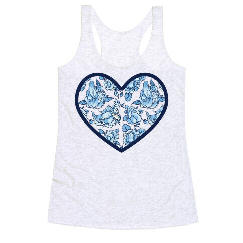 Floral Penis Pattern Heart Racerback Tank Top