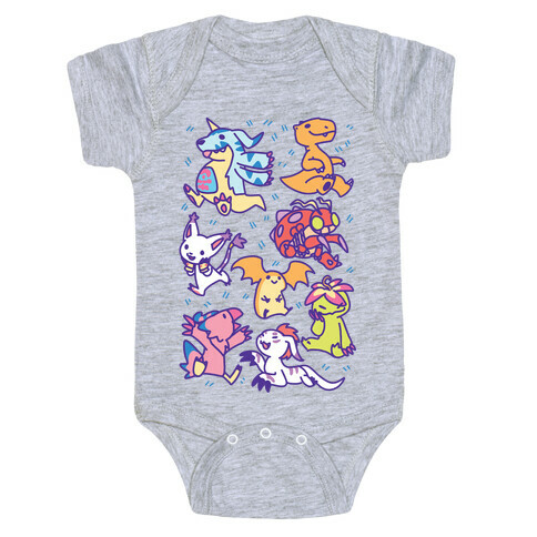 Digital Monsters Pattern Baby One-Piece