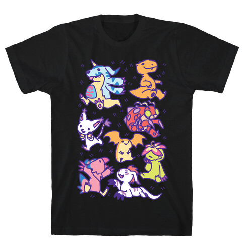 Digital Monsters Pattern T-Shirt