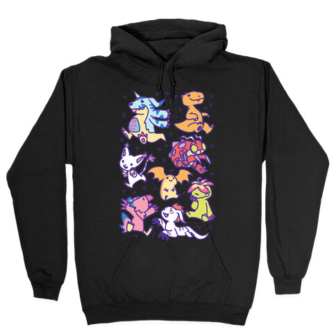 Digital Monsters Pattern Hooded Sweatshirt