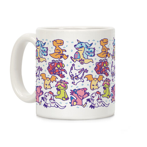 Digital Monsters Pattern Coffee Mug