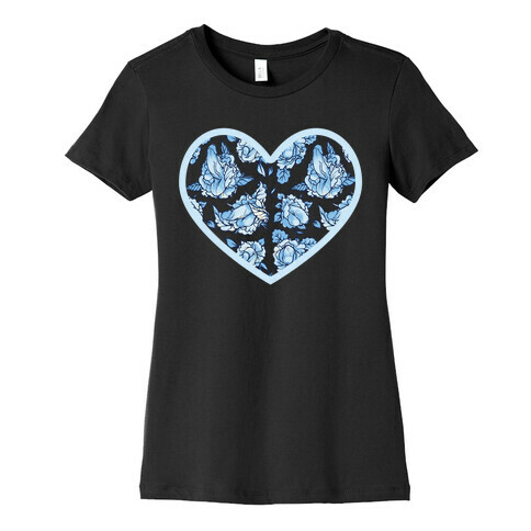 Floral Penis Pattern Heart Womens T-Shirt