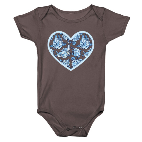 Floral Penis Pattern Heart Baby One-Piece