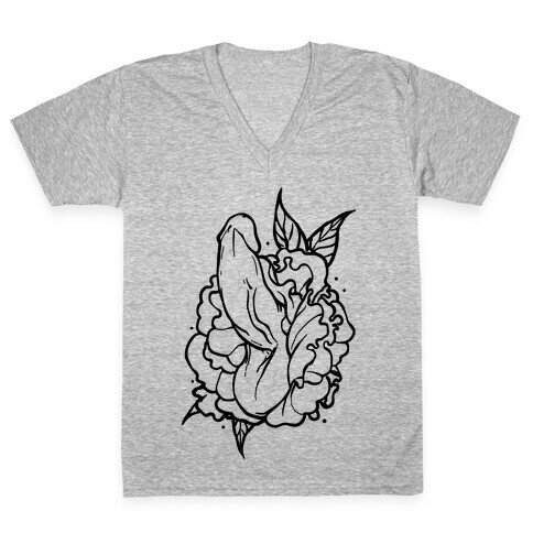 Floral Penis V-Neck Tee Shirt