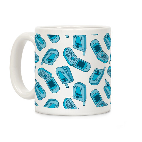 Blue Flip Phone Pattern Coffee Mug