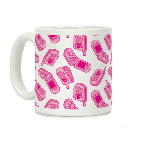 Pink Flip Phone Pattern Coffee Mug