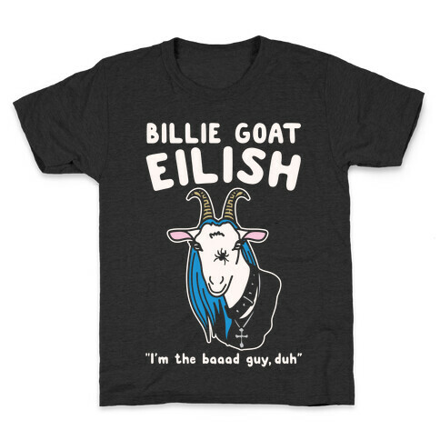 Billie Goat Eilish Parody White Print Kids T-Shirt