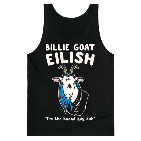 Billie Goat Eilish Parody White Print Tank Top