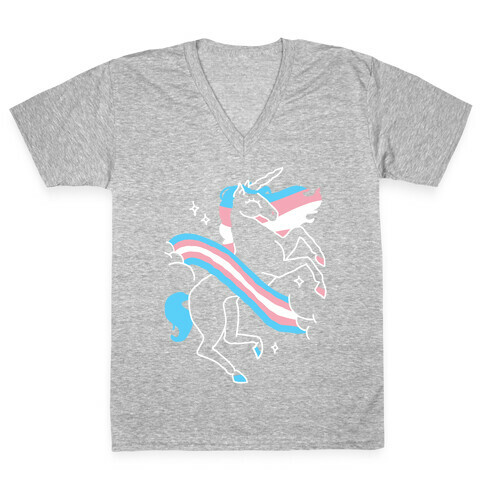 Unicorn Trans Pride  V-Neck Tee Shirt