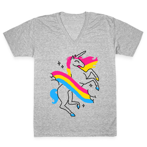 Unicorn Pan Pride  V-Neck Tee Shirt