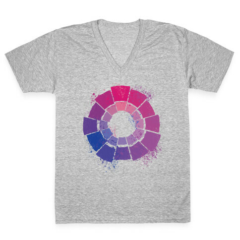 Bi Pride Color Wheel V-Neck Tee Shirt