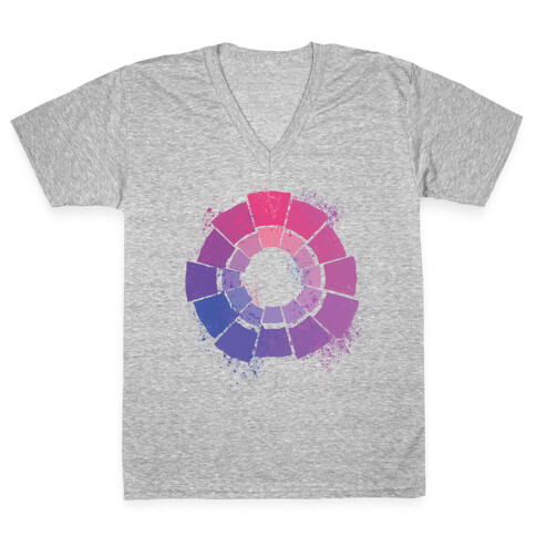 Bi Pride Color Wheel V-Neck Tee Shirt