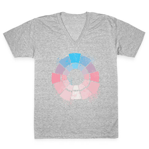 Trans Pride Color Wheel V-Neck Tee Shirt