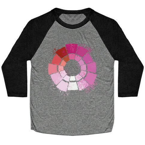 Lesbian Pride Color Wheel Baseball Tee