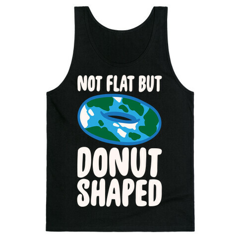 Donut Shaped Earth Parody White Print Tank Top