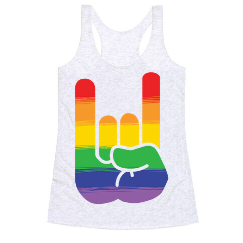 Rock On Gay Pride Racerback Tank Top