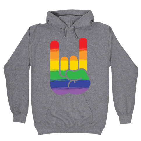 Rock On Gay Pride Hooded Sweatshirt