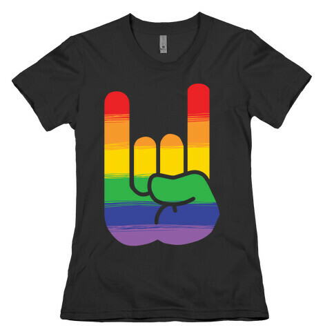 Rock On Gay Pride Womens T-Shirt