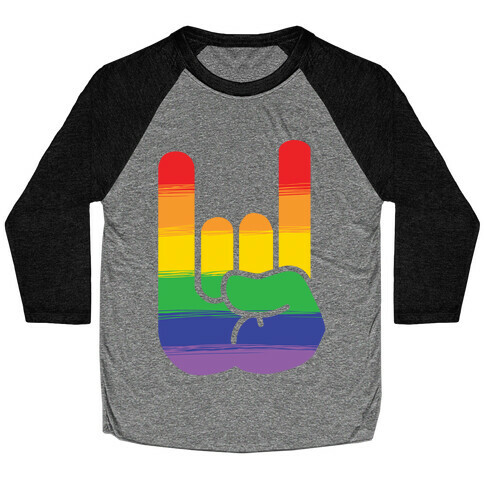 Rock On Gay Pride Baseball Tee