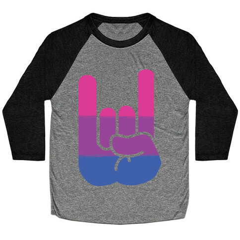 Rock On Bi Pride Baseball Tee