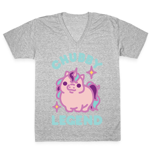 Chubby Legend Unicorn V-Neck Tee Shirt