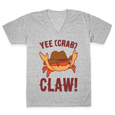 Yee Crab Claw Yee Haw Crab Parody V-Neck Tee Shirt